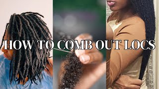 How To Comb Out Locs and Retain Length Locs CombOut Hairtutorial [upl. by Akkeber]