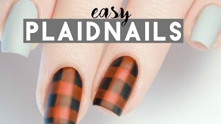 Easy Plaid Nails in ONE MINUTE [upl. by Dreddy]