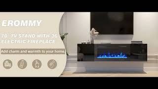 EROMMY 70 Floating TV Stand with 36 Electric Fireplace [upl. by Serafine291]