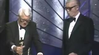 James Stewart receiving an Honorary Oscar from Cary Grant 1985 [upl. by Nedgo704]