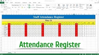 How to Create Attendance Register in Excel  Attendance Sheet in Excel [upl. by Woodring823]