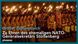 Großer Zapfenstreich Zu Ehren des ExNATOGeneralsekretärs Jens Stoltenberg  22102024 [upl. by Reagen754]