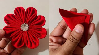 DIY How to make an adorable fabric flower in just 2 minutes DIY Easy Tricks Fabric Flowers [upl. by Tlihcox]