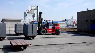 Automatic Fly Ash Lime Sand lime Bricks Unloading Forklift [upl. by Kielty857]