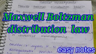 quotMaxwell Boltzmann Distribution lawquotphysical chemistry statical thermodynamics MSc amp BSC [upl. by Ylliw]