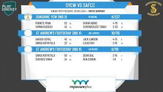 Sunshine YCW 2nd XI v St Andrews Footscray 2nd XI [upl. by Odinevneib]