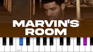 Drake  Marvins Room piano tutorial [upl. by Sudnac677]