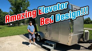 Amazing 7×16 Cargo Trailer Conversion Toy Hauler With Unique Elevator Bed [upl. by Tatianas]