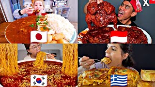 How Different Mukbangers Eat Around The WORLD🙀🤯😵🇮🇩🇰🇷🇯🇵🇬🇷🇵🇭🇬🇧 [upl. by Martin]