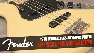 1975 Fender Jazz Bass Olympic White  Andy Baxter Bass amp Guitars [upl. by Rior229]