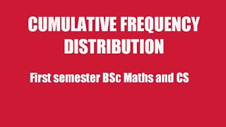 Cumulative frequency distribution [upl. by Giana]