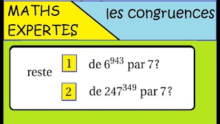 Terminale Maths ExpertesArithmétique et congruence reste dune division par 7 [upl. by Nanyk]