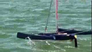 Fast hydrofoiling sailing with RC Multihull [upl. by Shayna]