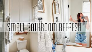 SMALL BATHROOM REFRESH  BUDGET FRIENDLY DIY 2024 [upl. by Drobman]