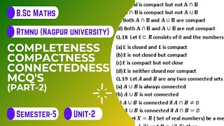 Completeness compactness connectedness mcqs for BSc maths  Part2  RTMNU  Nagpur University [upl. by Eeliak]