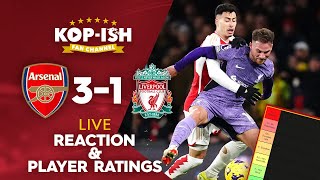 AWFUL RESULT FOR THE REDS  ARSENAL 31 LIVERPOOL  LIVE MATCH REACTION amp PLAYER RATINGS [upl. by Aerona]