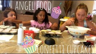 KIDS KITCHEN  MAKING ANGEL FOOD CONFETTI CUPCAKES [upl. by Ortrud]