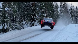 Thierry Neuville Rally Sweden 2024 test Hyundai i20 Rally1 BIG JUMPS [upl. by Ailalue]