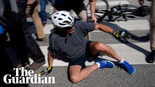 Joe Biden falls off bike while cycling in Delaware [upl. by Laure]