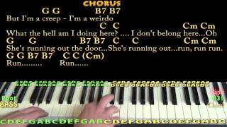 Creep Radiohead Piano Cover Lesson with ChordsLyrics [upl. by Aneerhs]