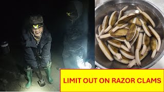 Limit Out On HUGE Razor Clams Catch and Cook [upl. by Kciredes363]