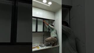 Kitchen Cabinet Flutes Glass Door Instalation Trending Fluted Glass [upl. by Jalbert]