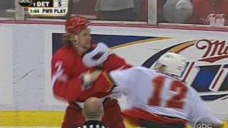 Jarome Iginla vs Derian Hatcher Mike Commodore vs Darren McCarty Apr 24 2004 [upl. by Marius]