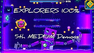 EXPLORERS 100 By MATHIcreatorGD  5th MEDIUM Demons  Geometry Dash  Gameplay [upl. by Runkel]