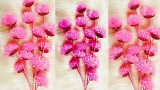 Design Flowers from Woolen with Foamiran  wollen Flowers  Super Easy Woolen craft ideas [upl. by Verity]