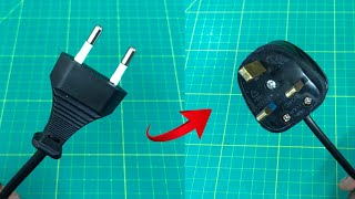 How to convert a European plug to a UK plug  2 pin plug to 3 pin plug [upl. by Enyaz]