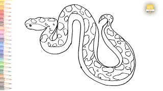 Giant python drawing easy  How to draw A Python step by step simply  Draw A Snake [upl. by Lucchesi]