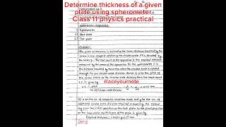 Determine thickness of given plate using spherometer class 11 physics practical aceyournote shorts [upl. by Poole962]