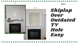 Easy DIY Shiplap over tv cutout and fireplace [upl. by Gniw]