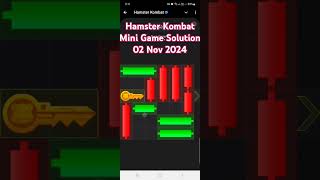 02 NOV 2024 Mini Game  Hamster Kombat Mini Game  mini game hamster  mini game solution shorts [upl. by Craddock569]