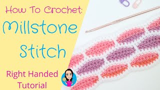 Millstone Crochet Stitch  Right Handed  Brick Stitch  Wave Stitch  How to Crochet  UK Terms [upl. by Arte958]