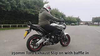 2009 Kawasaki Versys 650 Gen 1 Exhaust Comparison Stock vs Toro Exhaust Slip On [upl. by Iam]