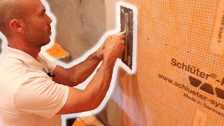 WATERPROOFING A MASSIVE SHOWERPart 1 Installing Kerdi Membrane [upl. by Onavlis]