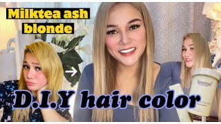 diy hair color tutorial  home application  using bremod premium series  milktea ash blonde [upl. by Enamart]