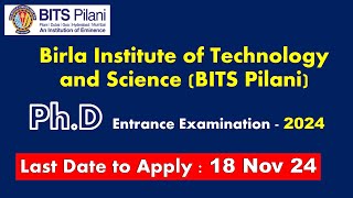 BITS Bilani Phd Entrance Examination for various Specialization [upl. by Aduh576]