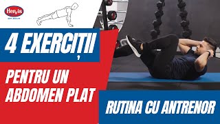 4 Exercitii pentru Un ABDOMEN PLAT  Rutina cu Antrenor [upl. by Normie943]