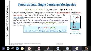 Lec  63a Gas–liquid Systems Raoult’s Law Single Condensable Species [upl. by Rosene234]