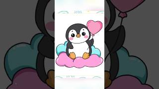 How to Draw  Cute Penguin With Balloon [upl. by Toffic]