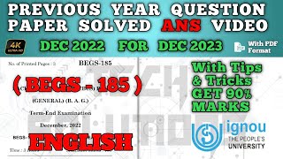 Begs 185 Solved question paper for dec 23 in English  Begs 185 Study material dec 2023  IGNOU [upl. by Hamaso]