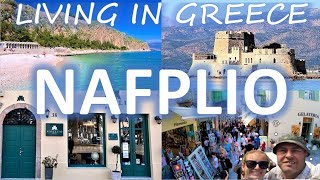 Nafplio Greece ναυπλιο Castle Beach Old Town Hotels Restaurants Cine Nafplio Living in Greece [upl. by Tolecnal]