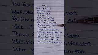 Rihanna  Work ft Drake  handwritten lyrics  work workrihanna drake rihanna shorts [upl. by Spark142]