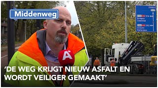 Middenweg afgesloten voor autoverkeer vanwege werkzaamheden [upl. by Granlund]