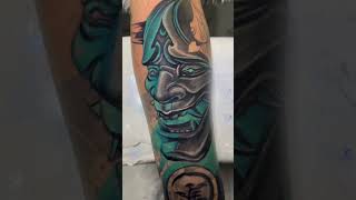 Hannya mask tattoo cover up Djtattoo Poipettattoo cover up [upl. by Niwrad173]