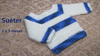 Sueter jersey bebe crochet ganchillo tutorial paso a paso [upl. by Niple]