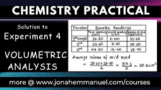 Chemistry Practical Solution for Experiment 4  VOLUMETRIC ANALYSIS jonahemmanuel [upl. by Leora]