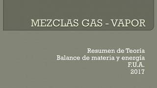 MEZCLAS GAS VAPOR Teoría parte 1 [upl. by Namaj767]